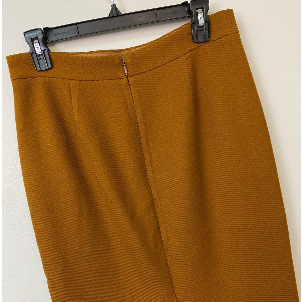 J.Crew, No. 3 Pencil Skirt 100% Wool Midi Skirt Mustard Camel Ochre Size 6 - Picture 6 of 14